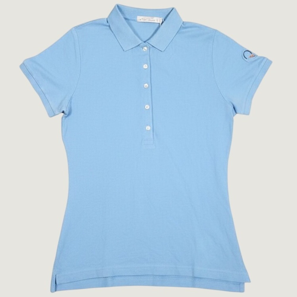 Peter Millar Womens Light Blue Pique Polo Shirt Short Sleeve Size Small NWT